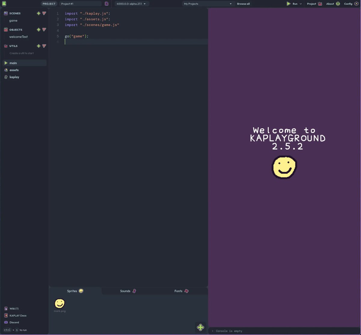 kaplayjs's tweet photo. Create small, composable systems to power your game. KAPLAY is a feature packed game engine: 

 📖 In-depth guides &amp; concepts learning
 🛝 Setup free playground - save &amp; share links 
 📦 Royalty free sprite pack kaplayjs/crew https://t.co/vjBL73TpDO