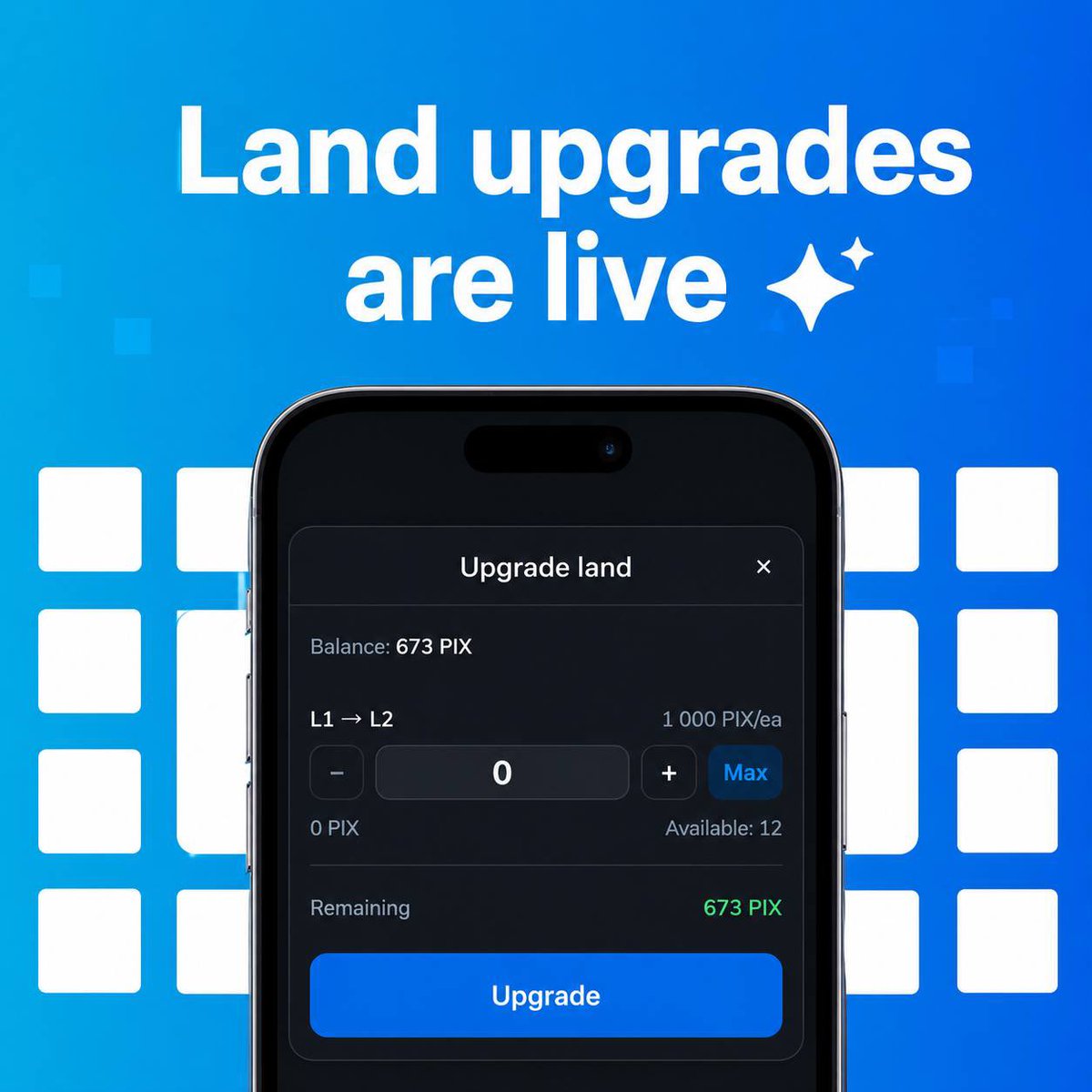 thetonmap's tweet photo. ⭐️ Land upgrades are live.

Upgrade your land from L1 to L5. Higher level = more PIX farming power = more $TON rewards.

PIX is TonMap’s internal utility currency.  It will be used across different TonMap mechanics, including land upgrades and PIX → TON conversion.

And in Phase 4, upgraded land matters even more: higher level land will bring stronger passive TON holder rewards.

More land. Higher levels. More PIX now. More TON.