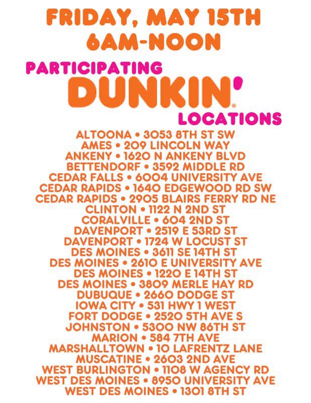 iowastatepatrol's tweet photo. If you need a ☕️ or a 🍩 stop by Dunkin’ Donuts for Cop on a Rooftop! 

All donations will go to Special Olympics of Iowa. https://t.co/rU2Imik3Jq