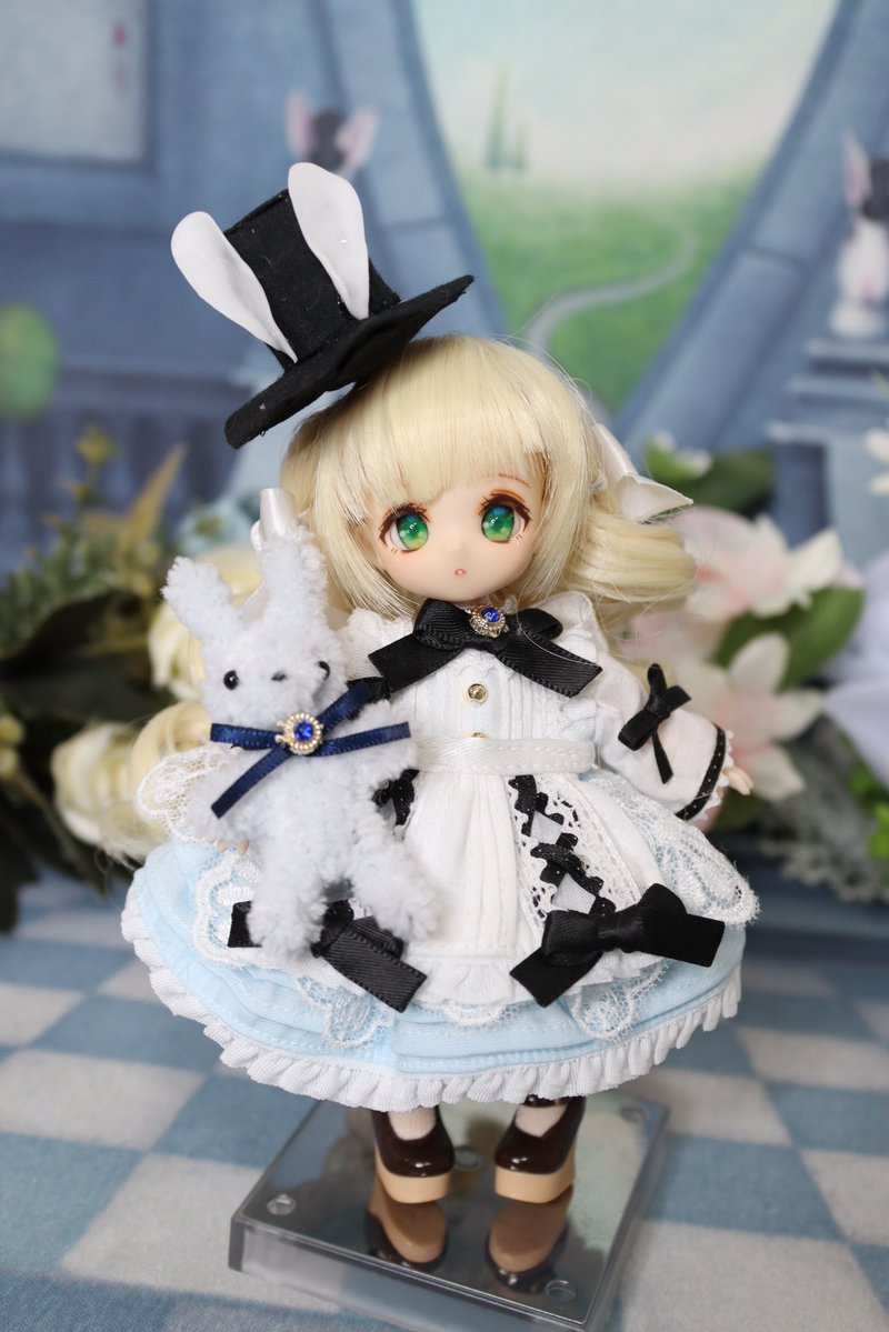 アメリカン雑貨 ヴィンテージ (訳あり)ピノキオ ドール あのめ洋裁店×姫りんごウィッグ】オビツ11サイズ アリス風エプロン