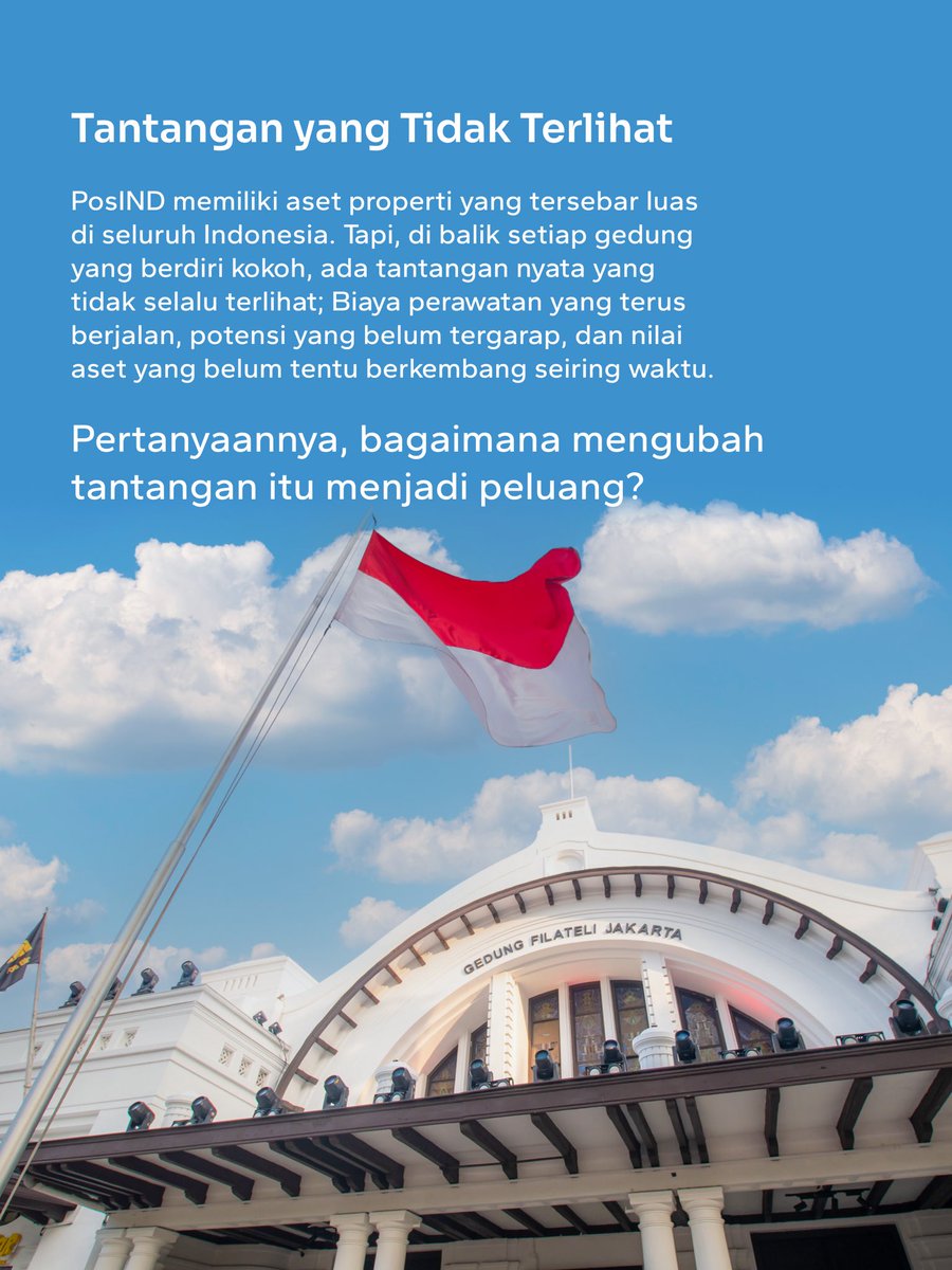 PosIndonesia's tweet photo. Melalui PT Pos Properti Indonesia, aset dikelola dan dikembangkan secara lebih terarah, mencakup bisnis properti, hospitality, building management, hingga konstruksi.

#PosIND 
#Danantara
#MelayaniSepenuhHati
#PosProperti
#AnakPerusahaan https://t.co/A2JP0hJxJ8