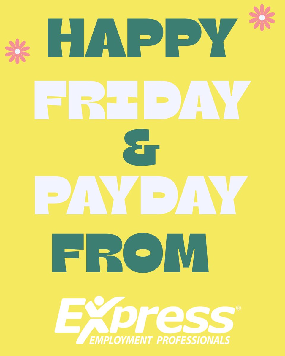 ExpressNorthATX's tweet photo. 💸 Payday Friday is Here! 💸
At Express Employment Professionals
Every Friday is payday!
Start your next opportunity with us and get paid weekly. Apply today or stop by our office to learn about current openings. https://t.co/vf4pgZSOEb
