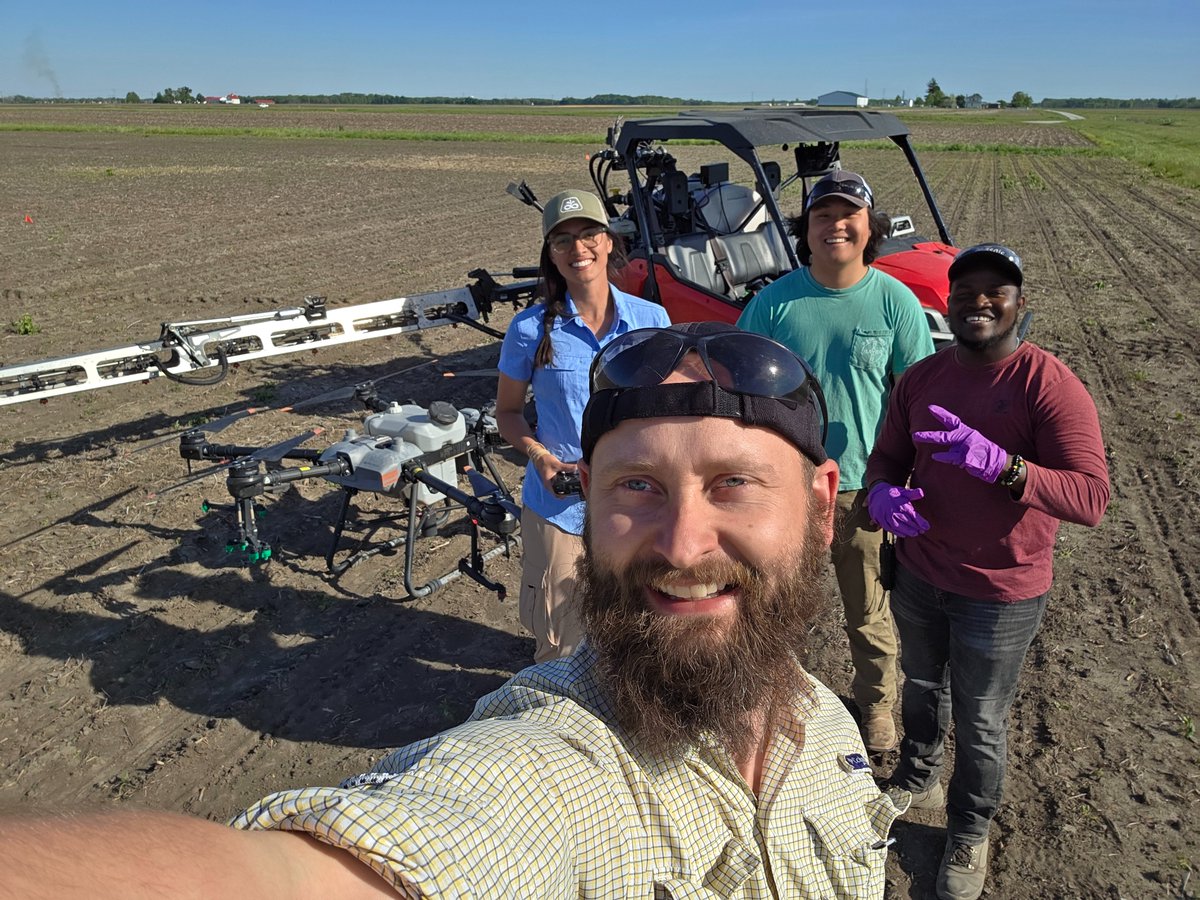 PUweeds's tweet photo. Just wanted to give a HUGE shot out to this crew (&amp; @leonard_piveta not pictured). Almost every day this week has been double digit+ hours to get trials out, but they've handled it like pros! Yesterday included spray drones, @solinftec, and remote sensing research. #PUweeds https://t.co/kt6PeOnw09