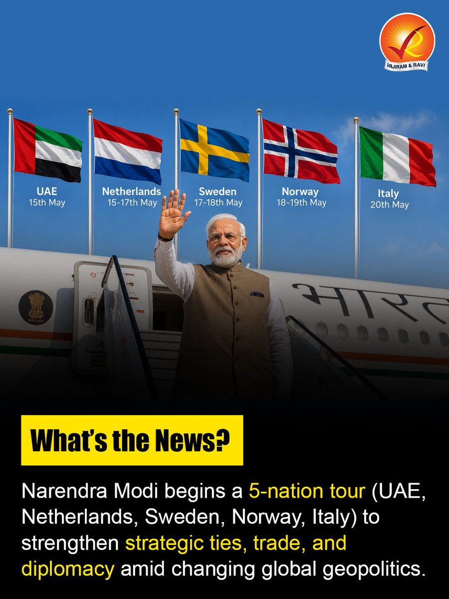 VajiramRavi's tweet photo. Trump in China, Modi in Europe &amp; Gulf… Coincidence or Strategy?

#ModiForeignVisit #TrumpXi #Geopolitics #InternationalRelations #IndiaDiplomacy #MultiAlignment #GlobalPolitics #UPSC2026 #UPSCPreparation #IASPreparation #CurrentAffairs #IRNotes #UPSCNotes #ExamPreparation #GS2 https://t.co/4CXewqoDKs