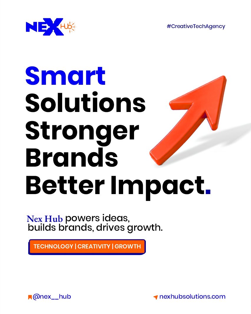 Nex_Hub's tweet photo. Smart solutions. Stronger brands. Better impact. 🚀  

Nex Hub helps businesses grow through technology, creativity, and digital solutions that actually work.  

#NexHub #CreativeTechAgency #BusinessGrowth https://t.co/ZHnK7NdbPX