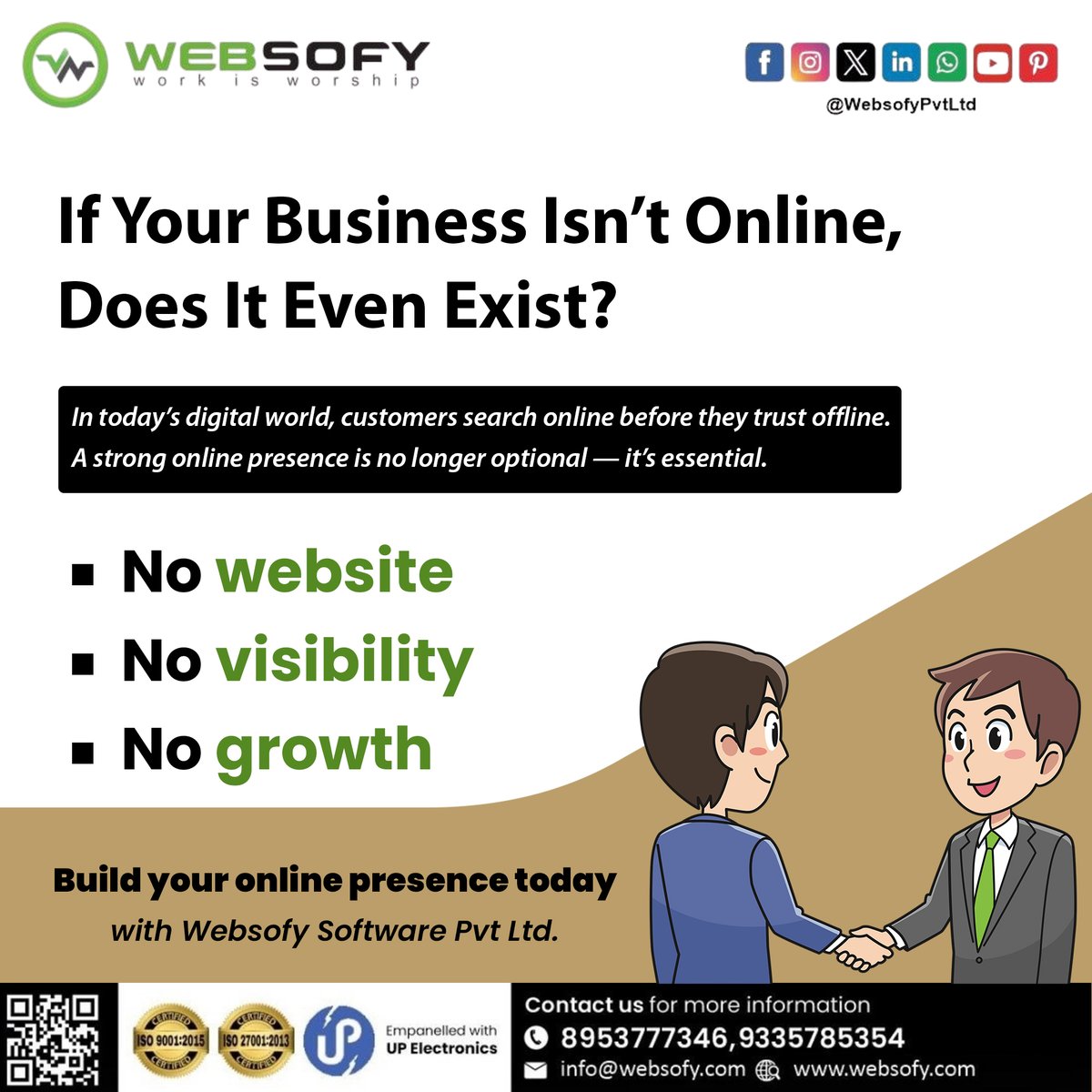 Websofypvtltd's tweet photo. Your business deserves to be seen online 🌐🚀
No Website = No Visibility = No Growth 📉Build a strong digital presence with Websofy Software Pvt Ltd and turn visitors into customers today! 💼✨#WebsiteDevelopment #DigitalMarketing #BusinessGrowth #OnlinePresence #WebDesign https://t.co/bsZ7wKEBBd