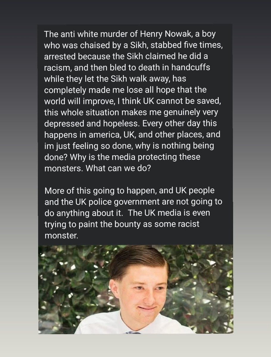 JBlackstarcat's tweet photo. A tragedy
#remigration #antiwhite #hatecrime #henrynowak #theUK https://t.co/L1WhXIbeEo