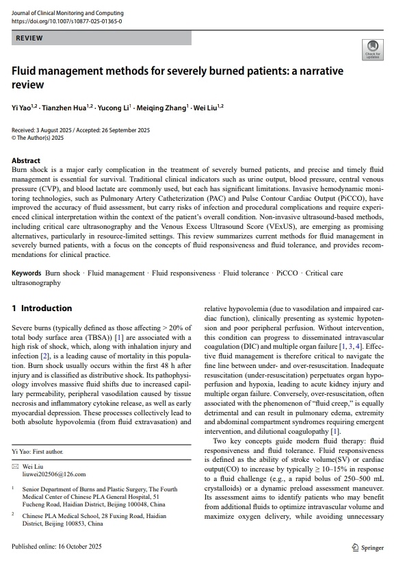 Leo_Santo5's tweet photo. 🔥💧Métodos para Guiar la Reanimación con Líquidos en Pacientes con Quemaduras Graves 

🔰📚Journal of Clinical Monitoring and Computing

https://t.co/pvKAc5N02g

Enlace a Artículo Completo👇🏻🆓✅
https://t.co/xumUMHaxVK https://t.co/JX6ABwNZ1H