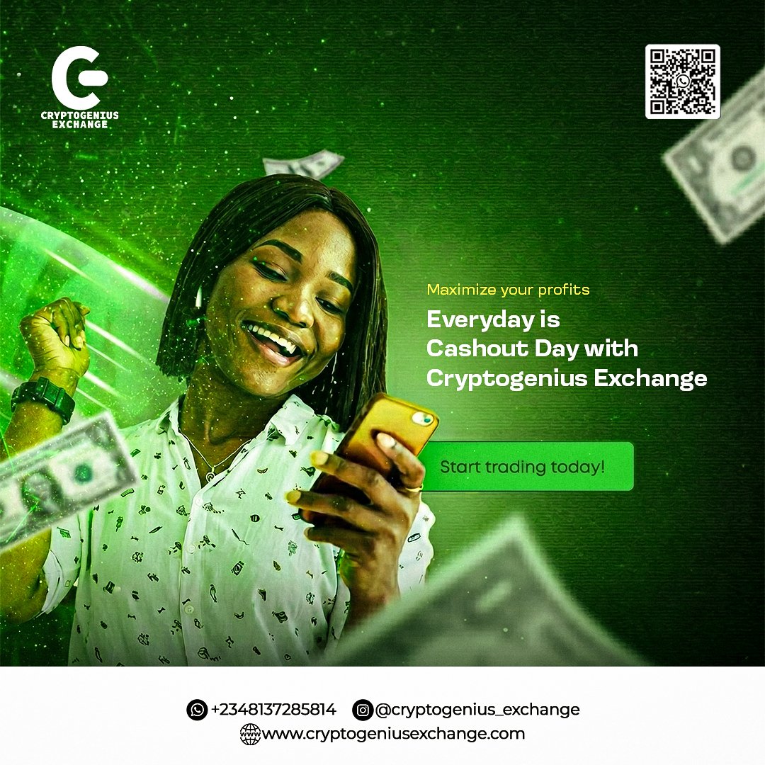 CryptogeniusEx's tweet photo. Everyday is cash out day with CryptoGenius Exchange 💸

Trade smart. No stories, no delays, just smooth crypto transactions when you need them.
Your plug for reliable crypto exchange services ⚡

#CryptoGeniusExchange #CryptoNG #Bitcoin #USDT #CryptoTrading https://t.co/lhr5jvUTDm