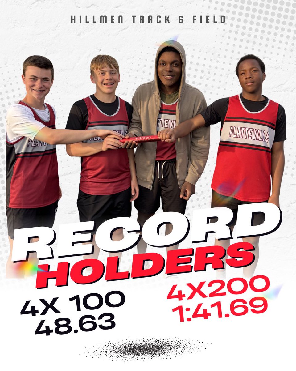 CoachAndrsonPHS's tweet photo. @pntrack Sun was out, temp above 70, &amp; records fell. Proud of these boys. Set the 7th grade records last year (51.96, 1:50.52) &amp; completed the sweep last night dropping the 22 year-old 4x1 by .45 and the 4x2 by 3.41 seconds. All are 3 sport athletes but still have time to be kids https://t.co/CMKIFyilP2