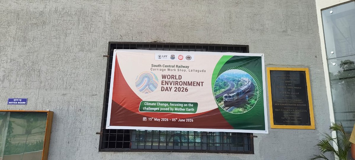 cwslgds's tweet photo. LGDS has commenced observance of World Environment Day (WED)–2026 from today (15 May 2026) in compliance with Railway Board instructions, focusing on Climate Change and challenges faced by Mother Earth. Various awareness programmes and activities are being conducted in all shops. https://t.co/NxBNaxFpY7