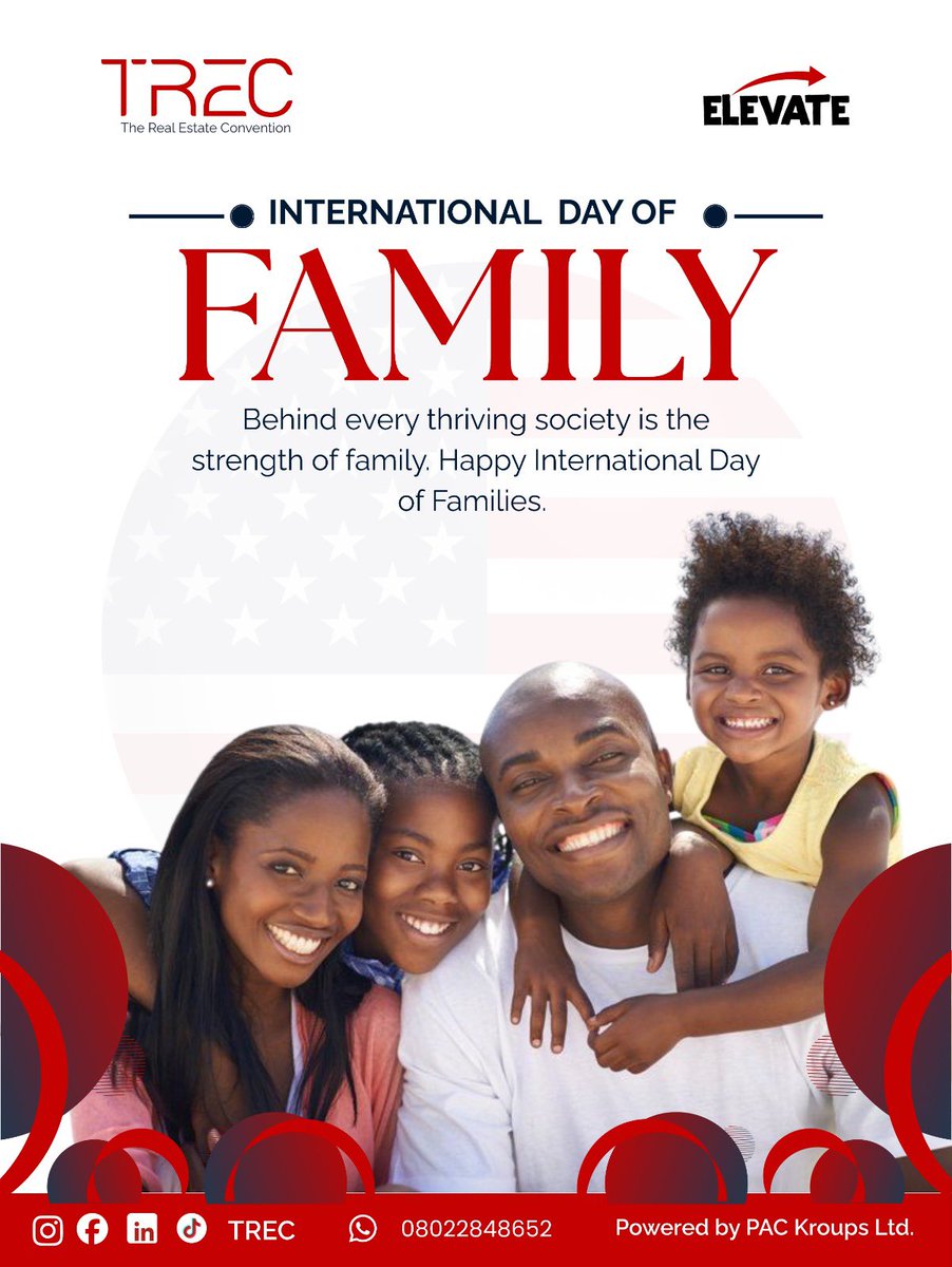 RealThe41077's tweet photo. When exactly did you get to know that there’s a day set aside to celebrate families all around the world?

This is a perfect reminder that it’s not just about building houses, but creating spaces where families can grow, connect, and thrive.

Happy International Day of Families https://t.co/whRFlWB8MO