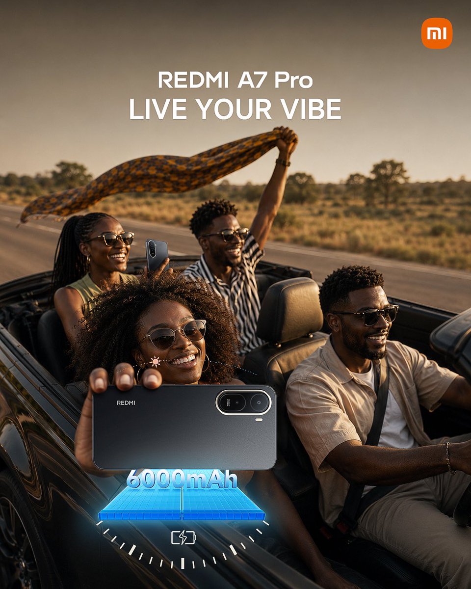XiaomiGhana's tweet photo. 6000mAh of pure freedom. ⚡🌍

Road trips, late nights, nonstop vibes — the Redmi A7 Pro keeps up with every moment. 😎

Live loud. Stay charged.

#RedmiA7Pro #LiveYourVibe #XiaomiGhana #PowerAge https://t.co/6L3ZEWtoAq