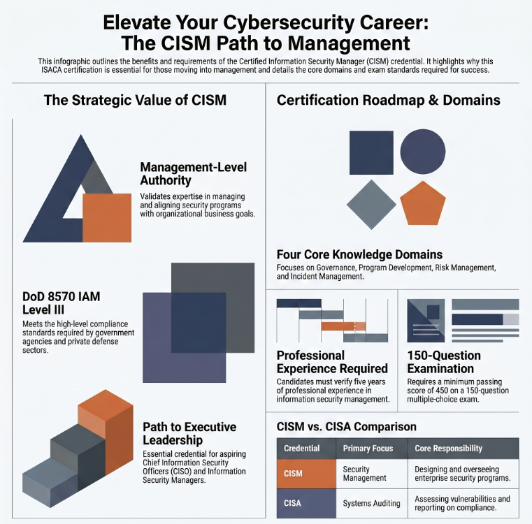 PMPClass's tweet photo. CISM focuses on the management side of cybersecurity:
✔ Governance
✔ Risk management
✔ Security programs
✔ Incident management (ISACA)

A strong certification for experienced professionals moving into leadership roles.

https://t.co/zjEwcioHAa https://t.co/jL514Ynq6l
