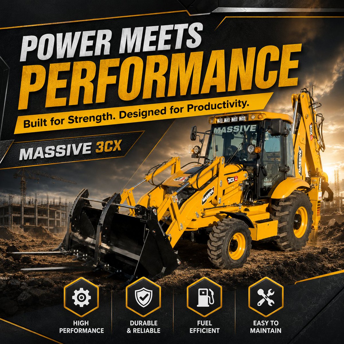 MachineryHubJp's tweet photo. Massive 3CX Backhoe Loader | High-Performance Engineering Built Tough for African Terrain.

Get a Quote Today:
WhatsApp: https://t.co/dtt2gYhFxe

#Massive3CX #ConstructionNews #AfricaBusiness #HeavyMachinery #BuildAfrica #TechInConstruction https://t.co/uaap9EYu8f