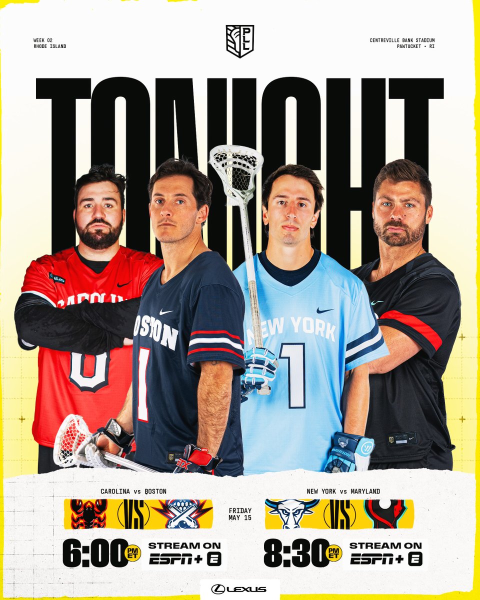 PremierLacrosse's tweet photo. Let’s go, Week 2 👊

The PLL AND @WLacrosseLeague are LIVE in Providence this weekend at Centreville Bank Stadium. 

See you on the ESPN App 📺 https://t.co/yeibwMWY2b