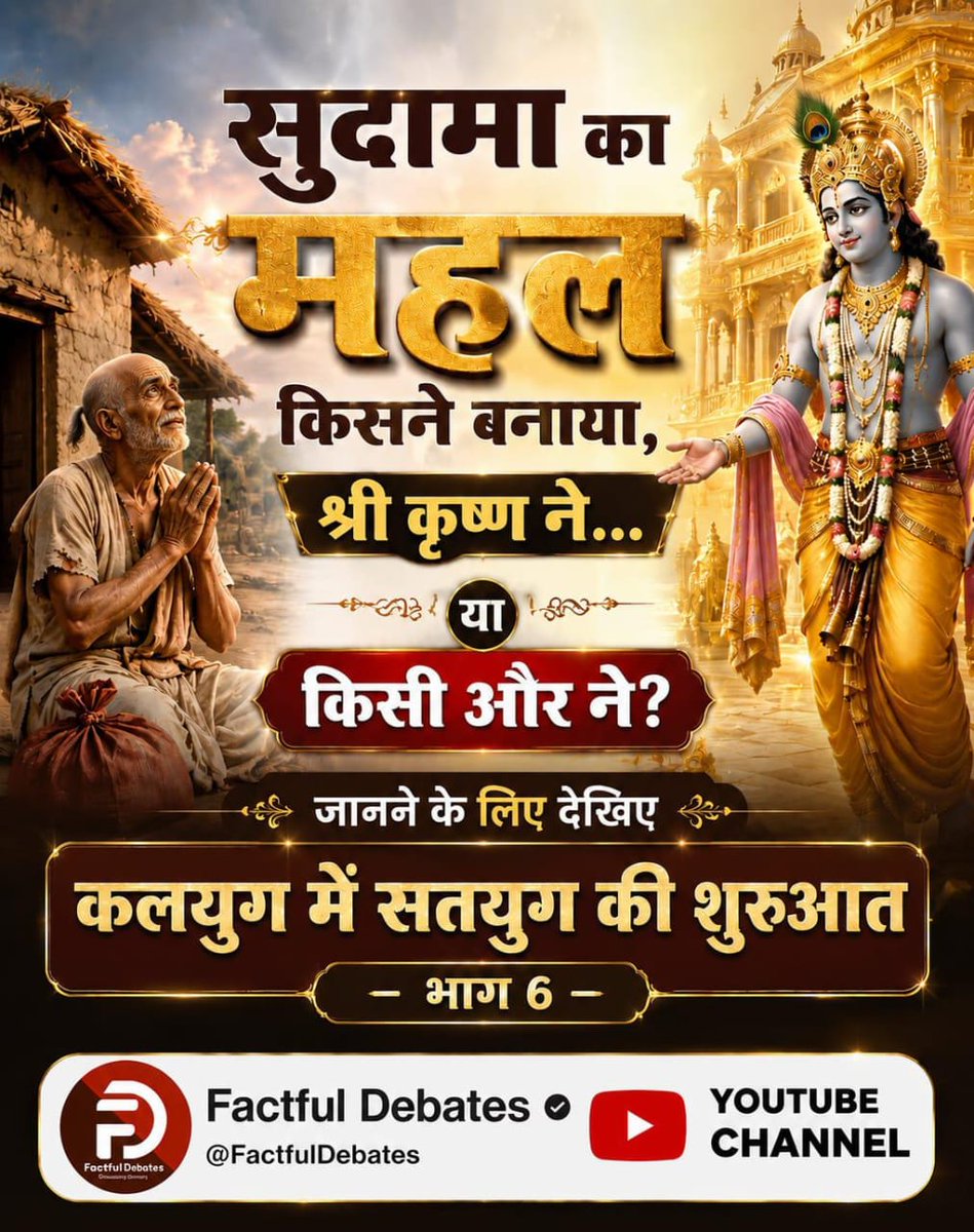 komal_DAS1's tweet photo. #सुदामा_कृष्णजीके_भक्त_नहींथे
 यदि सुदामा जी श्री कृष्ण के अनन्य भक्त होते, तो क्या वे अपने आराध्य के दर्शनों के लिए तरसते नहीं? मात्र 104 किमी की दूरी पर रहने वाले सुदामा ने कभी कृष्ण की सुध क्यों नहीं ली? सच्चाई यह है कि वे कृष्ण को अपना भगवान मानते ही नहीं थे! अधिक जानकारी के https://t.co/AnbawLAUhA
