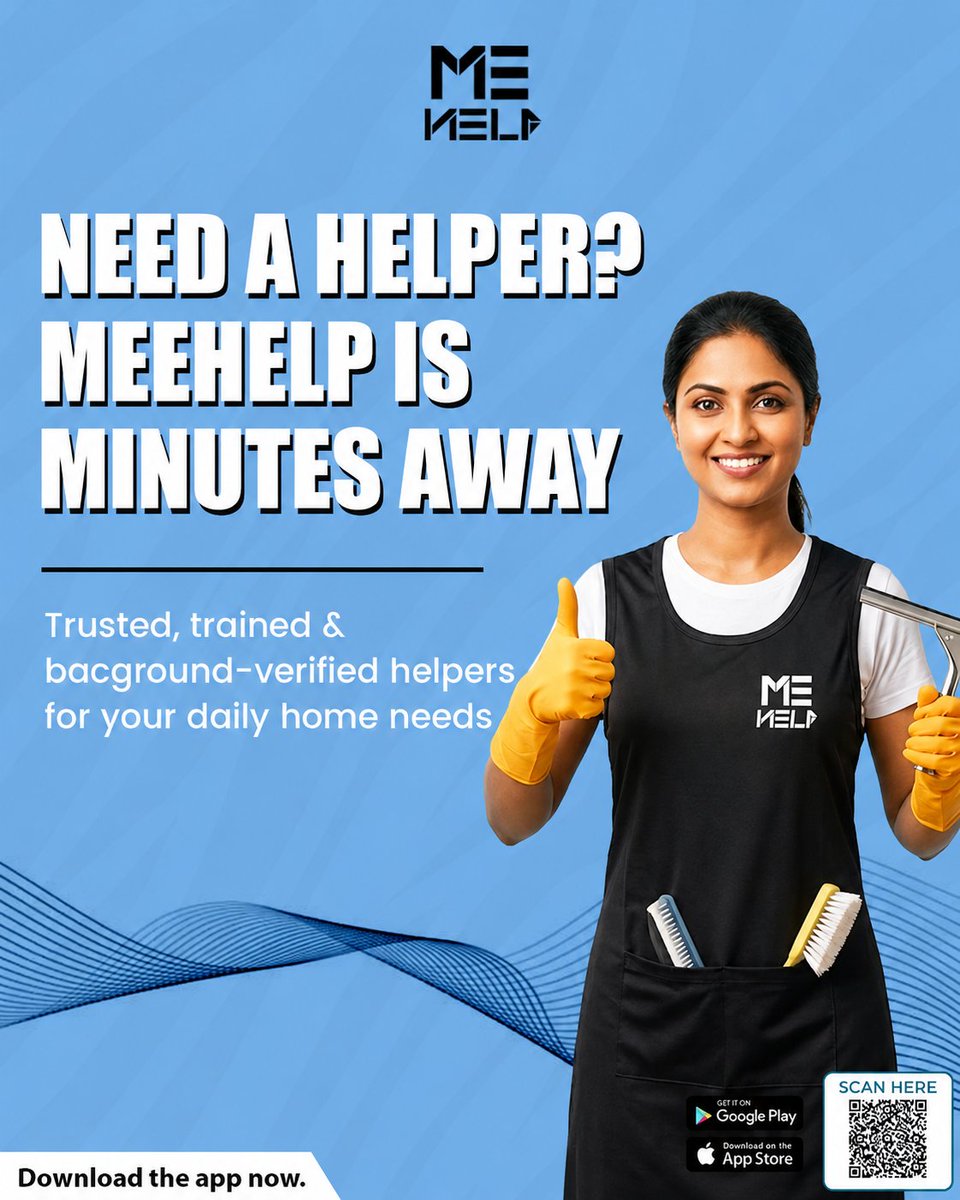 MeeHelpIndia's tweet photo. Finding reliable home help is now quick and hassle-free with MeeHelp. 🏠Get trusted, trained, and background-verified helpers for cleaning and daily household needs📲
To avail the services
Download the App from play store (https://t.co/e8MfX0Zb8M)
#MeeHelp #HomeHelpers #Cleaning https://t.co/8oHdVFITAE