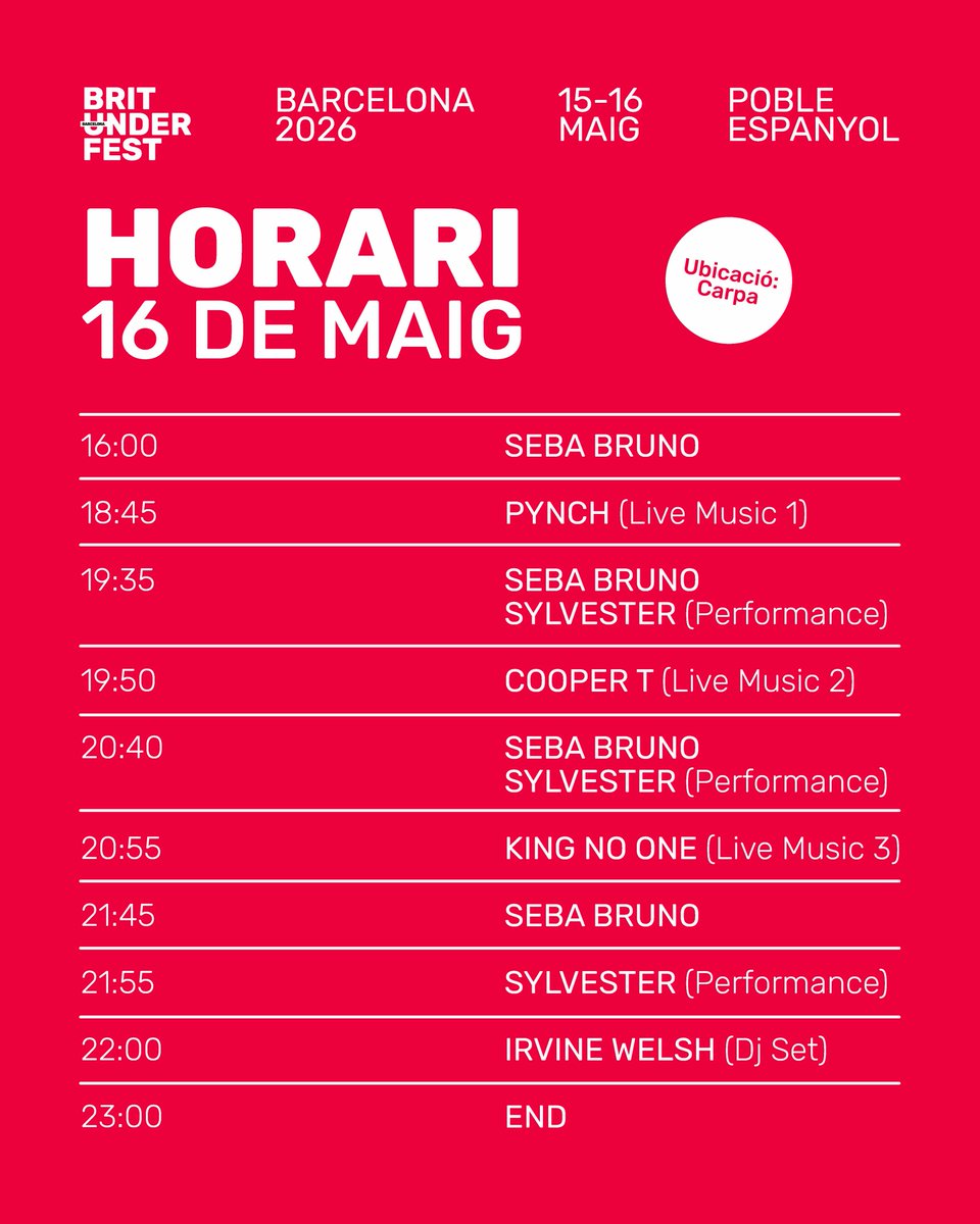 indieloversm's tweet photo. Avui ens passarem pel @PobleEspanyol a tafanejar al @BritUnderFest de música en directe, disseny, literatura, fotografia, moda i comèdia. Primer concert a Catalunya de @PynchBand, Cooper T (recomanats per Iggy Pop), King No-One, sessió de DJ d'@IrvineWelsh ('Trainspotting')... https://t.co/rtFSfNdzsk