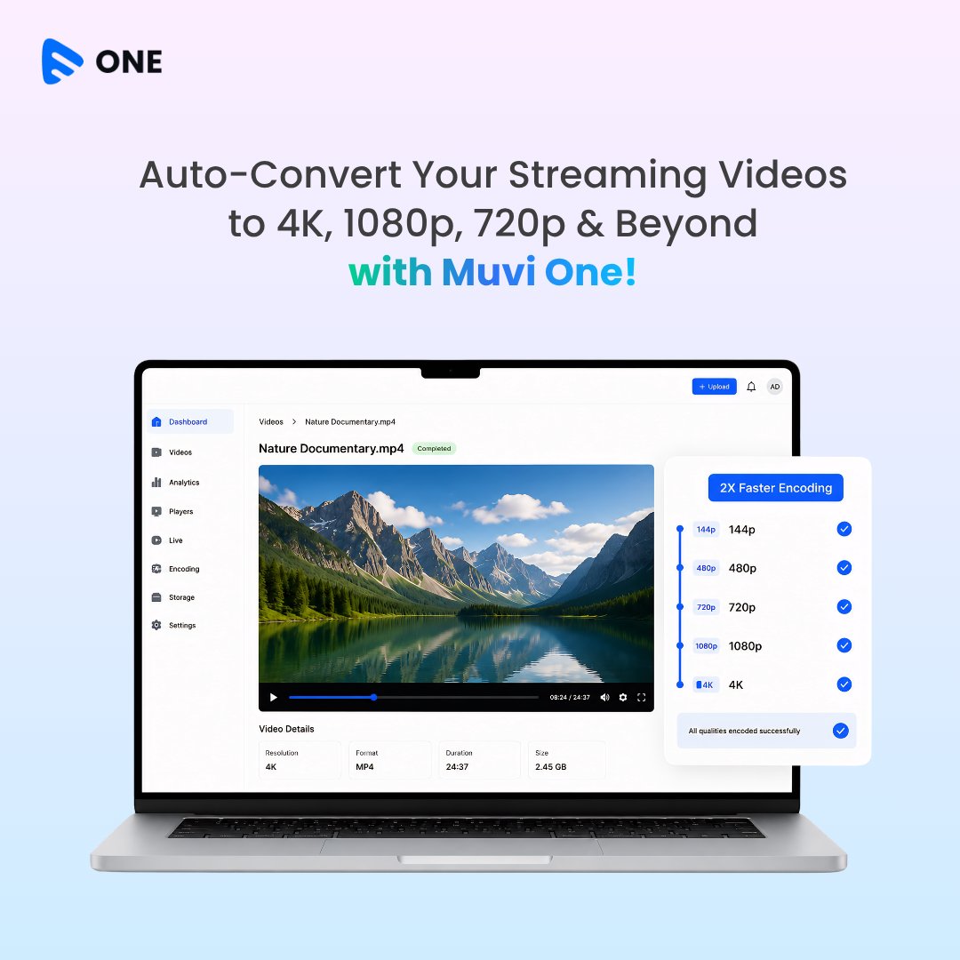 muvistreaming's tweet photo. Running an OTT platform? Manually configuring 4K, 1080p, 720p, and 480p encoding settings doesn't have to be your headache.

Muvi One handles it automatically. 

Full guide here 👉 https://t.co/5mByU7zU7I

#MuviOne #OTTPlatform #VideoStreaming #OTT #VideoEncoding https://t.co/CMMEaUNC9P