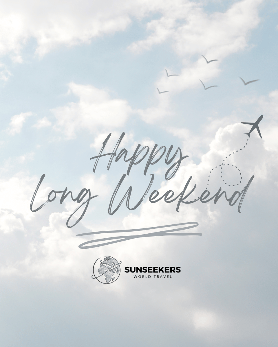 sunseekerswt's tweet photo. ✈️☀️ Long weekend mode: ON.
Whether you’re heading to the beach, the mountains, or planning a last-minute escape, Sunseekers World Travel is here to help you make the most of every long weekend adventure. 🌎🍹 https://t.co/4e8huTXJhZ