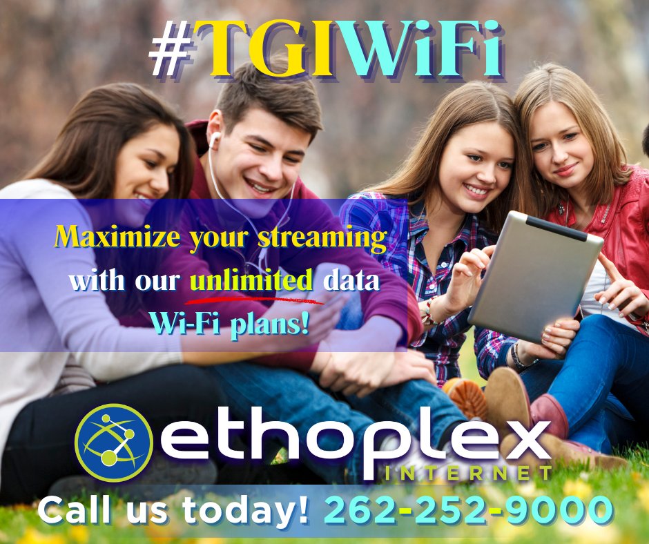 ethoplex's tweet photo. 🎉🥳✨#TGIWiFi✨🤩🎵🍿Get #WeekendStreamingReady 🎬 with #EthoplexInternet 📶🤩

No lag, no interruptions; just smooth streaming for your weekend plans. Contact us today!

📲262-252-9000 📩sales@ethoplex.com
#ManagedRouterService #BroadbandForEveryone #SmallLocalBusness #FastWiFi https://t.co/CS5TsckrAh