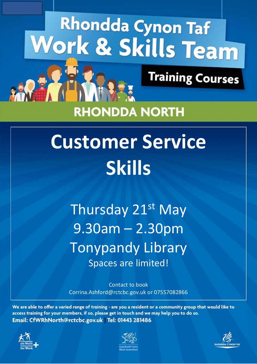 CfWplusRCT's tweet photo. Cadwch le ar un o'n cyrsiau i ddatblygu eich sgiliau cyflogadwyedd.
Book onto one of our courses to develop your employability skills https://t.co/osOQvxKZVN