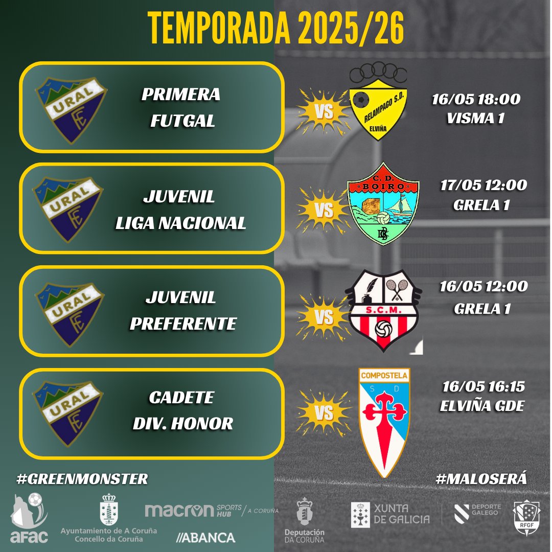 UralEspanol's tweet photo. Horarios este fin de semana para #UralEspañolCF
#futbol11 #greenmonster
#somosverdes💚 https://t.co/WKJlvianYL