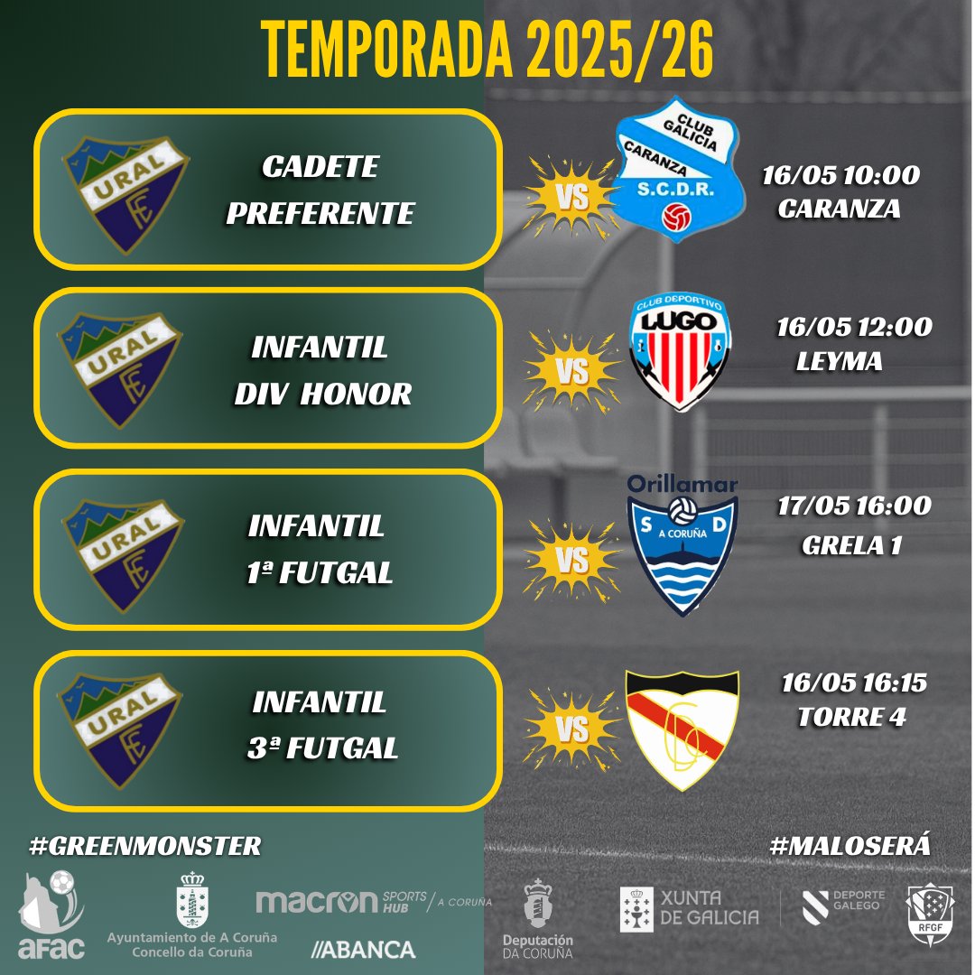 UralEspanol's tweet photo. Horarios este fin de semana para #UralEspañolCF
#futbol11 #greenmonster
#somosverdes💚 https://t.co/WKJlvianYL