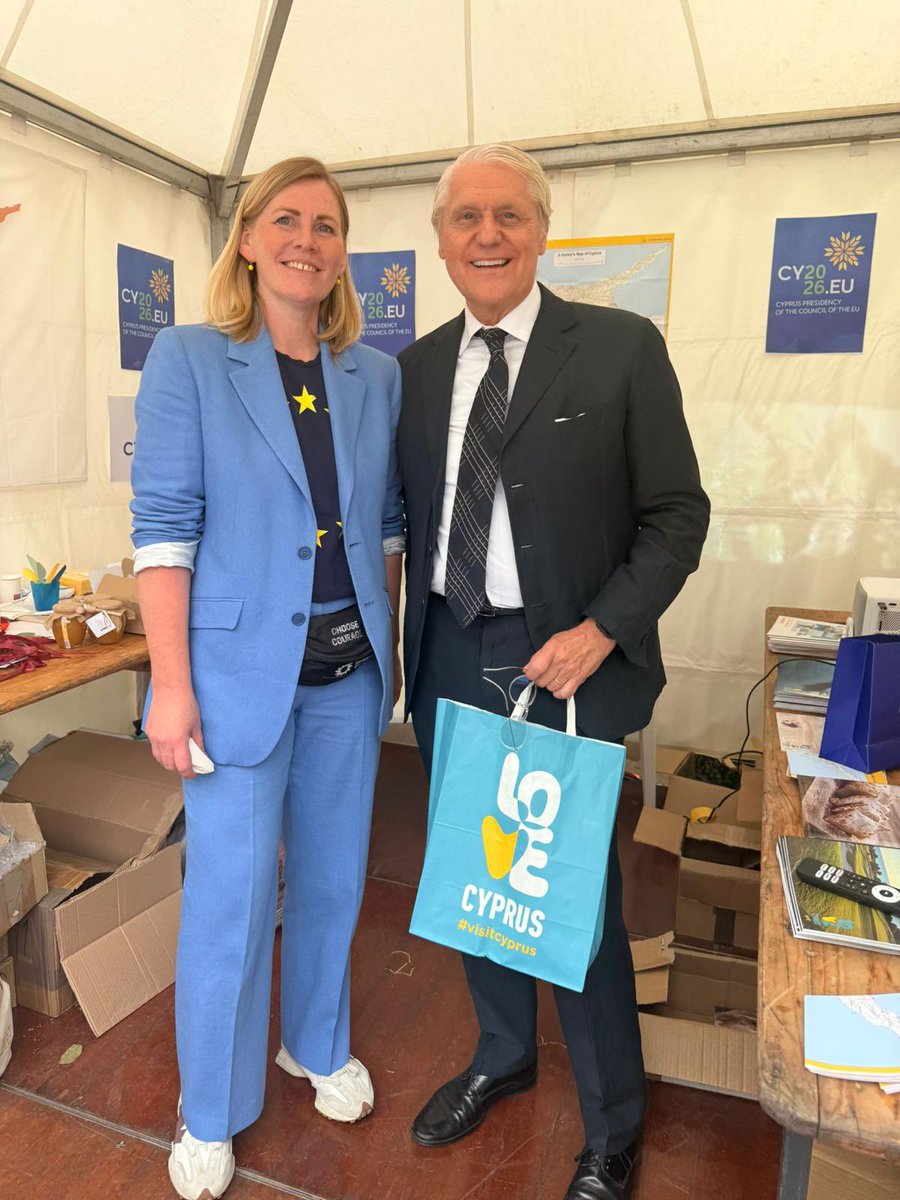 CyprusinNL's tweet photo. The celebration of Europe Day in Luxembourg in the presence of  @CourGrandDucale, who visited the Cypriot kiosk. Many thanks to the honorary consul, Luc Weitzel, for setting it up, and congratulations to @UE_Luxembourg for this exceptional event. 🇱🇺🇪🇺🇨🇾 #cy2026eu https://t.co/XxxSXK6mNH