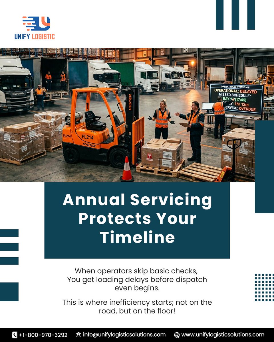 LogisticUnify's tweet photo. Many shipment delays don’t start on the road — they start in operations.
Fix the gaps early, move freight reliably.
Partner with #UnifyLogisticSolutions to reduce avoidable delays and strengthen your #supplychain.

#Freight #WarehouseOperations #MaterialHandling #ForkliftSafety https://t.co/63fIoNLIVW