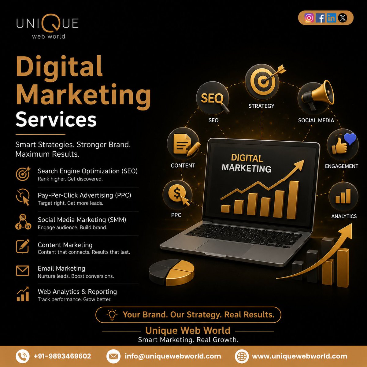 UniqueWebWorld1's tweet photo. Take your brand to the next level with powerful digital marketing solutions! 🔥
📞 Call Now: +91-9893469602
🌐 https://t.co/7jSWwizcbd
#DigitalMarketingServices #SEOAgency #PPCMarketing #SocialMediaExperts #ContentMarketing #BusinessPromotion #MarketingAgency #DigitalGrowth https://t.co/OBIQb7jPm9