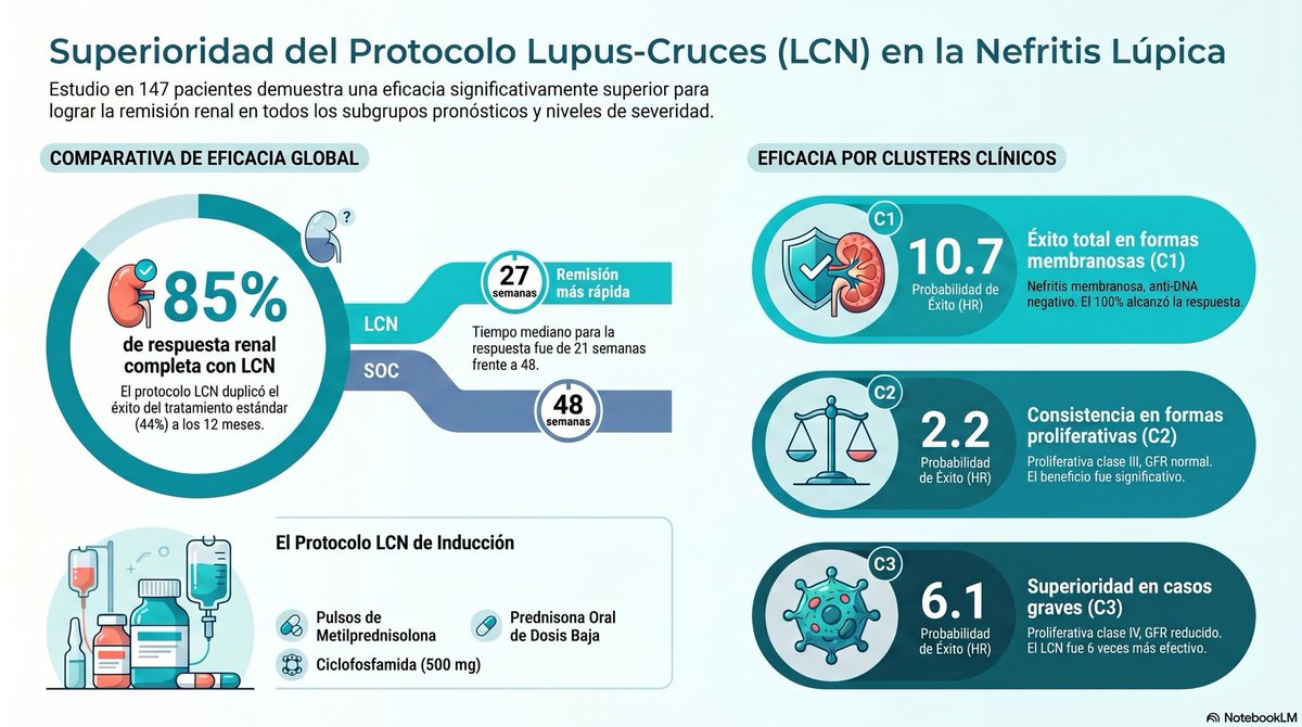 gabi_puchepalao's tweet photo. 🏥 Nuevo avance en el tratamiento de la Nefritis Lúpica (NL). 

Un estudio publicado en @RheumatologyUK analiza la eficacia del protocolo Lupus-Cruces (LCN)🆚 estándar de cuidado en diferentes grupos de riesgo. 🧵👇 

@equipo_eas @GEAS_SEMI_ https://t.co/XHswinW9kY