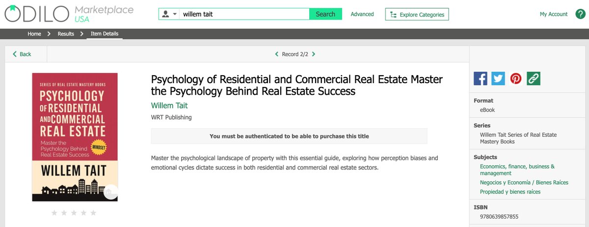 WillemTait's tweet photo. My books are now available on ODILO. 📚
Librarians and digital collection managers can search “Willem Tait” on the ODILO Marketplace and consider adding the titles to their library catalogues.
👉 https://t.co/p47nuSExTR
#ODILO #Libraries #DigitalLibraries #RealEstateBooks https://t.co/NRd2qomNyw