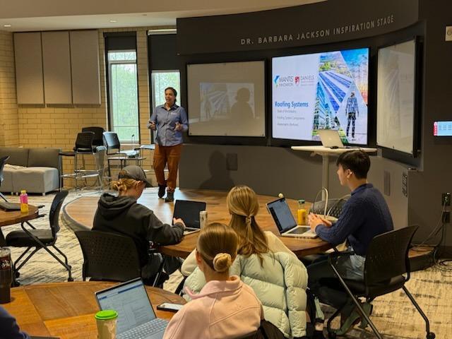 MantisInnov's tweet photo. Last week, Alison Rice partnered with Professor Holt’s class at @danielsatdu to walk through the fundamentals of roofing systems, then brought those concepts to life with a rooftop tour and a real-world application. What a great opportunity!

#MantisInnovation #UniversityofDenver https://t.co/7FPE4lXZRs