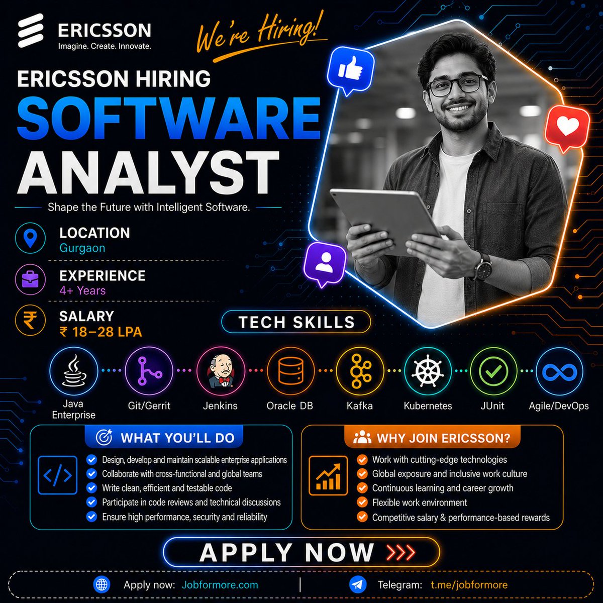 jobformore's tweet photo. ๐ฑ Software Analyst @ Ericsson!
๐ Gurgaon
๐ BE/BTech/MCA 4+ Yrs
๐ฅ Java + Kafka + Kubernetes
๐ฐ INR 18โ28 LPA
Mobile Wallet Tech! ๐
#Ericsson #SoftwareAnalyst #GurgaonJobs #Jobformore
Apply: https://t.co/o4o1YEeWJM https://t.co/E02K1GfnZD