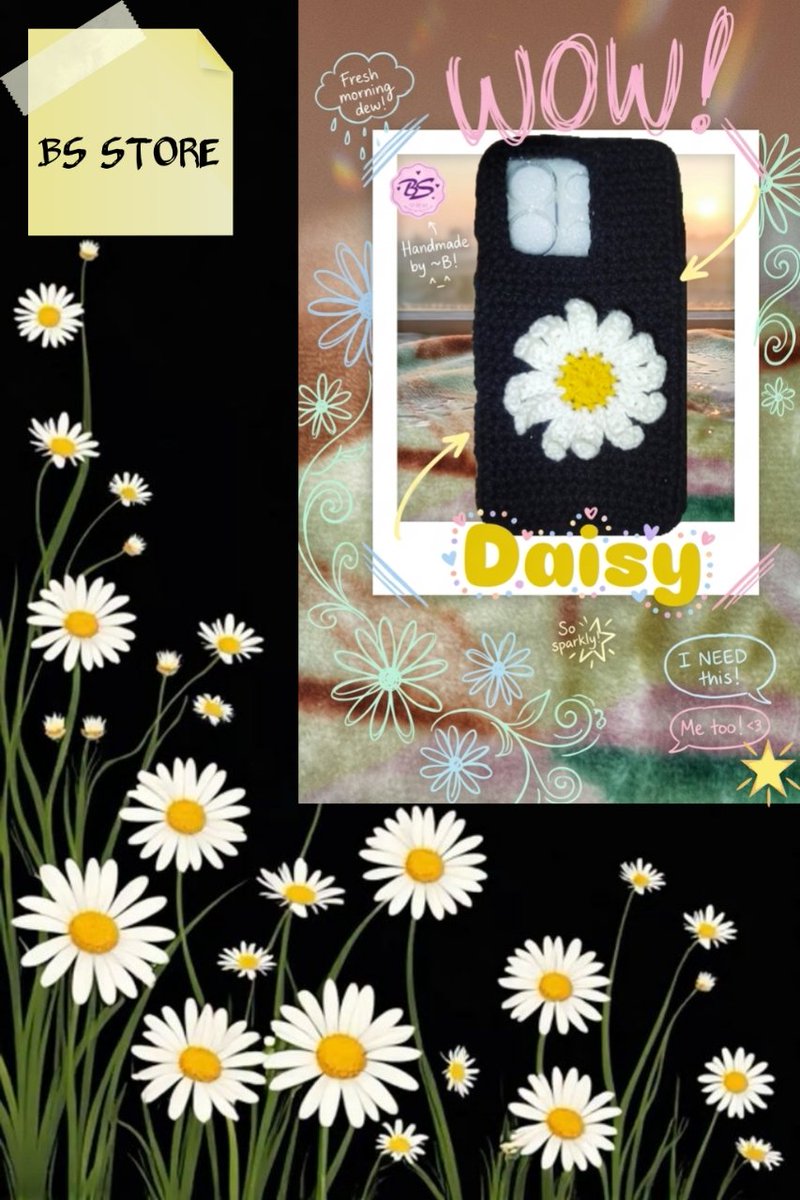 batoolsa_93's tweet photo. "Playful &amp; Trendy"🔥
"WOW! Look at this Daisy!"🌼
��فتي ألطف من هيك؟
كفر موبايل جديد من "BS Store"  🎀
الألوان، الملمس، والتفاصيل .. كلها تقول "أناقة" و "Cozy" 
كل قطعة تُصنع يدوياً هي "فن وإبداع" 💖
"Best daisy bloom ever!" ☁️✨

#HandmadeCase #DaisyLover
#BS_Store #BS_Design #BS https://t.co/I0Kr4SbEF7