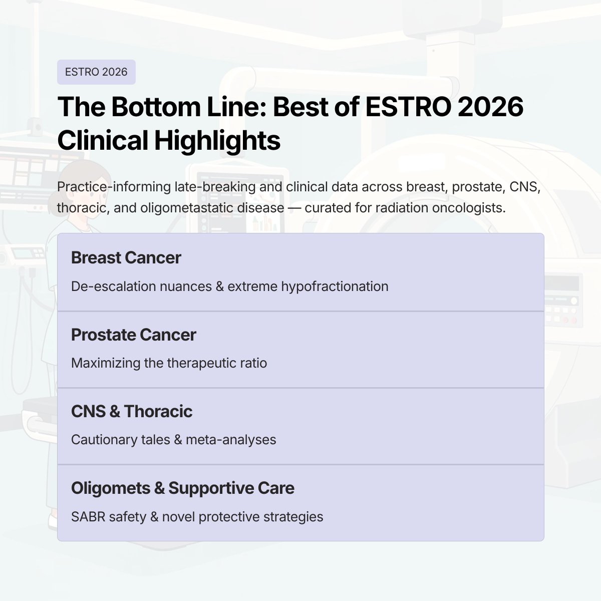 radoncreview's tweet photo. Our “Best of” #ESTRO26 outline is now live! 🚀

What key studies are we missing?

Drop any important trials, abstracts, or presentations we should add 👇

https://t.co/MyeQVhxxSk

#RadOnc #ESTRO26 #ESTRO2026 https://t.co/Yw7lsT8q0g