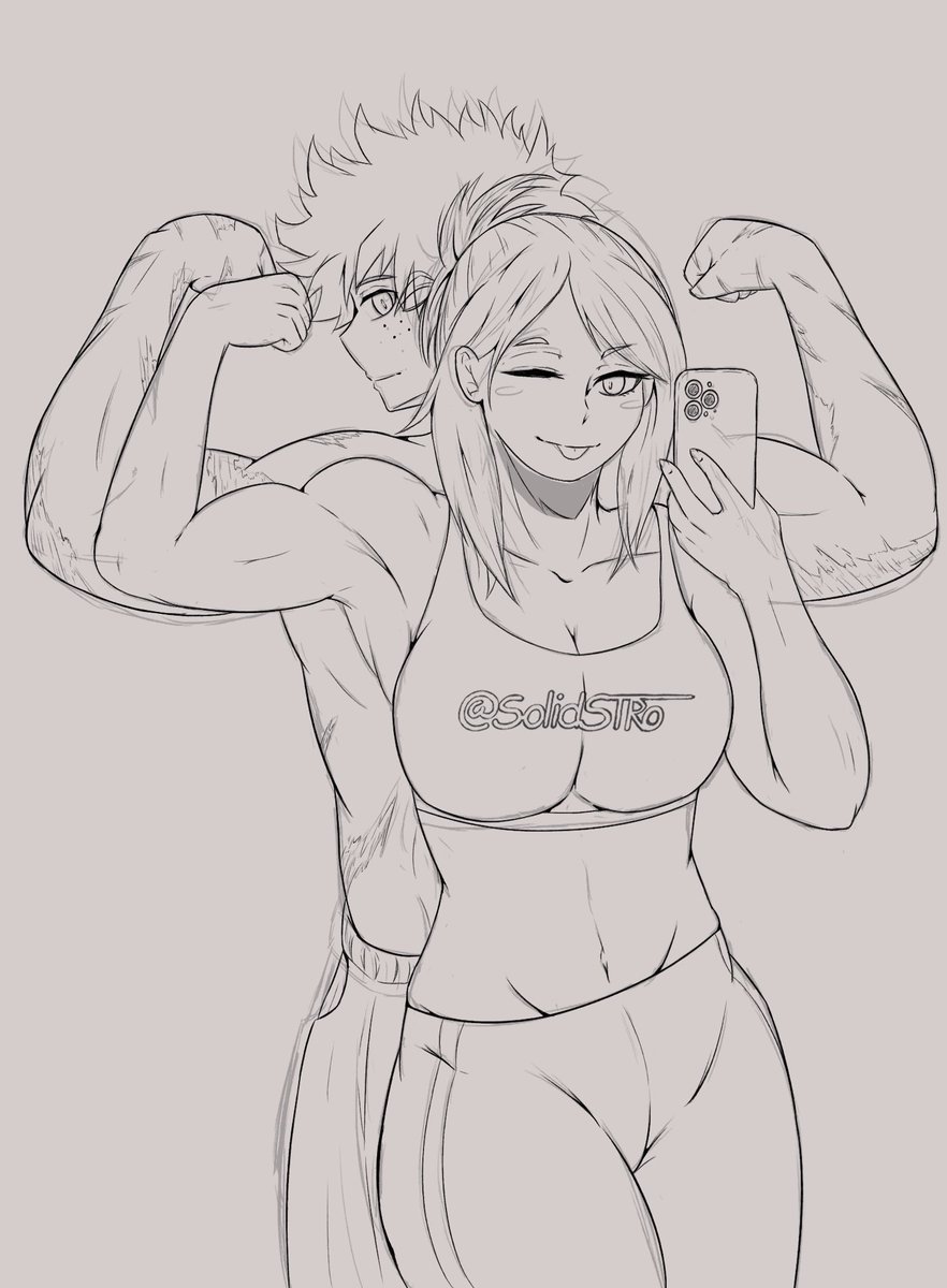 SolidSTRO's tweet photo. Hero Power Couple WIP 💪🏻😘 anticipate full ver next week. #Izuocha #MHA https://t.co/9DOT7CV7Gf