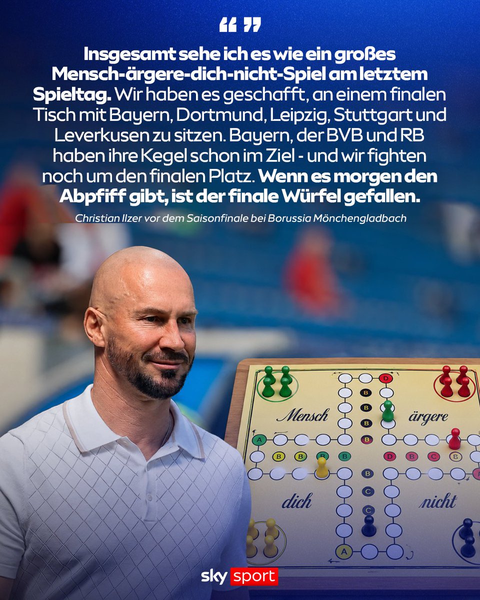 SkySportDE's tweet photo. Im parallelen Fernduell mit dem VfB Stuttgart (bei Eintracht Frankfurt) kämpft die TSG am Samstag noch um den Einzug in die Champions League. ✨⚔️
ℹ️ Das Saisonfinale LIVE auf Sky Sport. 🤩
#SkyBundesliga #Ilzer #BMGTSG #Bundesliga https://t.co/xkraJoN7S4