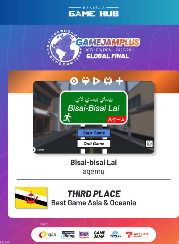 SEAGamethetic's tweet photo. Gamejam+ @gamejamplus has just been concluded and they just announced winners of the game jam. Here are the winners from SEA:

Bisai-Bisai Lai - TeamAgemu 🇧🇳
Mewracle Brew - Meng 🇮🇩
Beat The Ads by @beattheads 🇮🇩
MiniMart Days - NekoSundae 🇮🇩 https://t.co/ckyNxqYivk