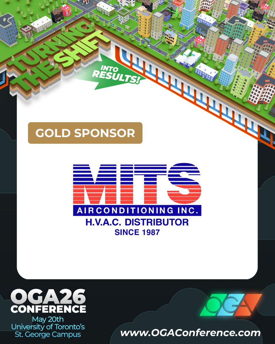OGACanada's tweet photo. A big thank you to Mits Airconditioning Inc, a Gold Sponsor of OGA26!

Secure your spot today: https://t.co/JXNb4YvTHz

#OGA26 #Geothermal https://t.co/DorOpKWXp8