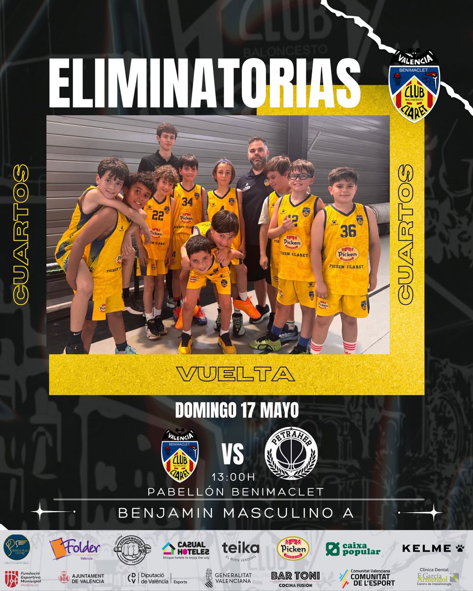 CBClaret's tweet photo. El fin de semana nos trae los partidos de vuelta de las eliminatorias de cuartos para nuestros benjamines Autonómicos, que buscan meterse entre los cuatro mejores equipos de la Comunidad #minibasquet #orgulloAmarillo #yosoydelclaret https://t.co/JnWaLm073J