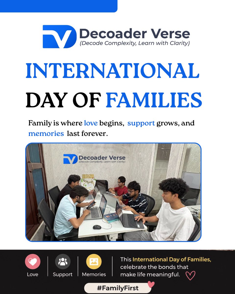Decoder_Verse's tweet photo. "Family is where it all begins 💙 Celebrating International Day of Families with our Decoader Verse family! Love, support &amp; memories — we have it all. 🫂❤️ 
.
#FamilyFirst #DecoaderVerse" https://t.co/OI1RBc332M