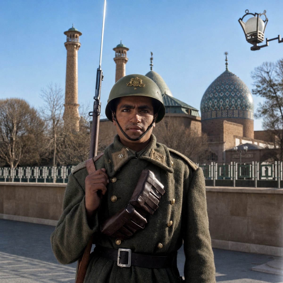 Pahlavism666666's tweet photo. 👑
Iran Tehran 1956'✨
South of the Shah Abdol-Azim Shrine, (Shahr-e Rey)✨ An Imperial Iranian soldier stands watch beneath the domes of historic Rey, in an era when Iran’s ancient identity and modern ambition stood side by side under the Pahlavi state✨ https://t.co/aFVbl9goaA