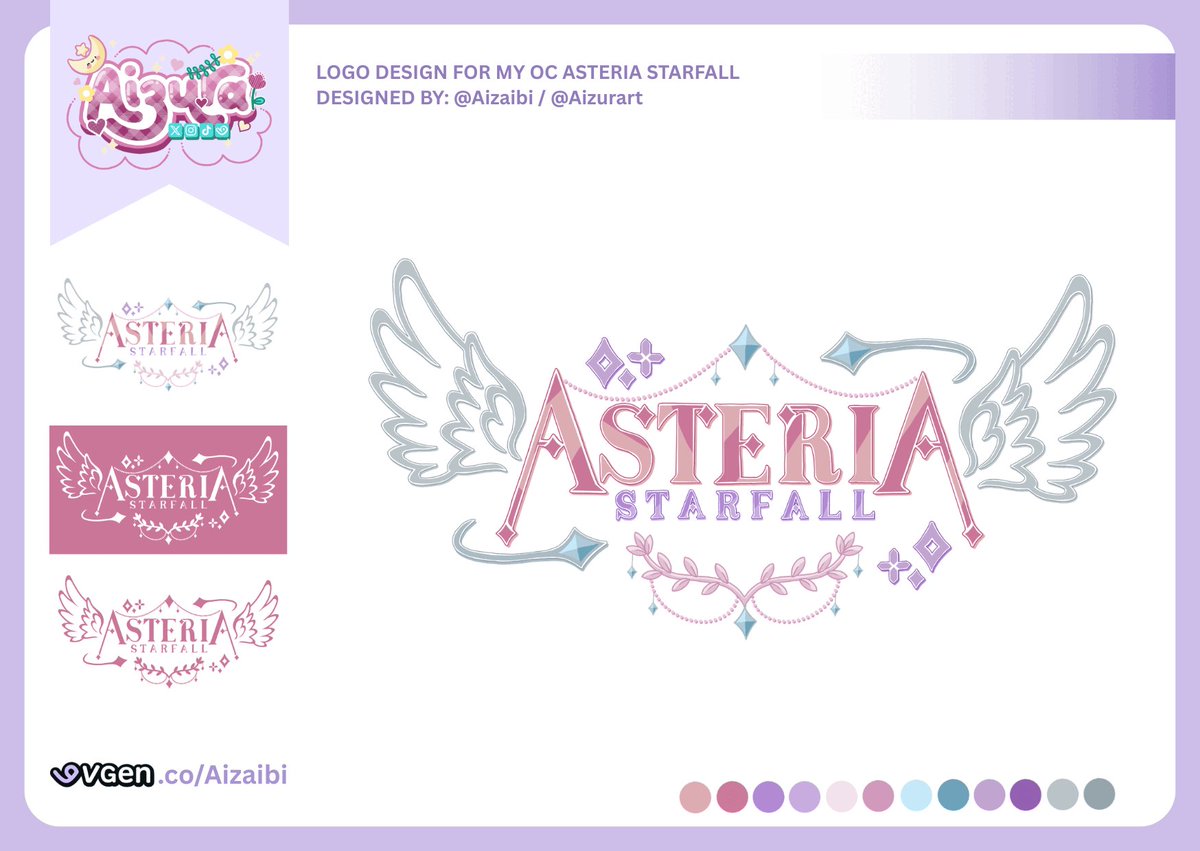 Aizaibi's tweet photo. Here's the giveaway/raffle as promised!! 
What you'll get: 
ᯓ★ A logo for your OC/ Vtuber model 
⋆˙ Examples below (more on my vgen)

What I want from you/ rules:
ᯓ★ Need to be following here + VGen (link on my profile)
ᯓ★ Drop your PNGs in the replies https://t.co/IFI3UBPPEV