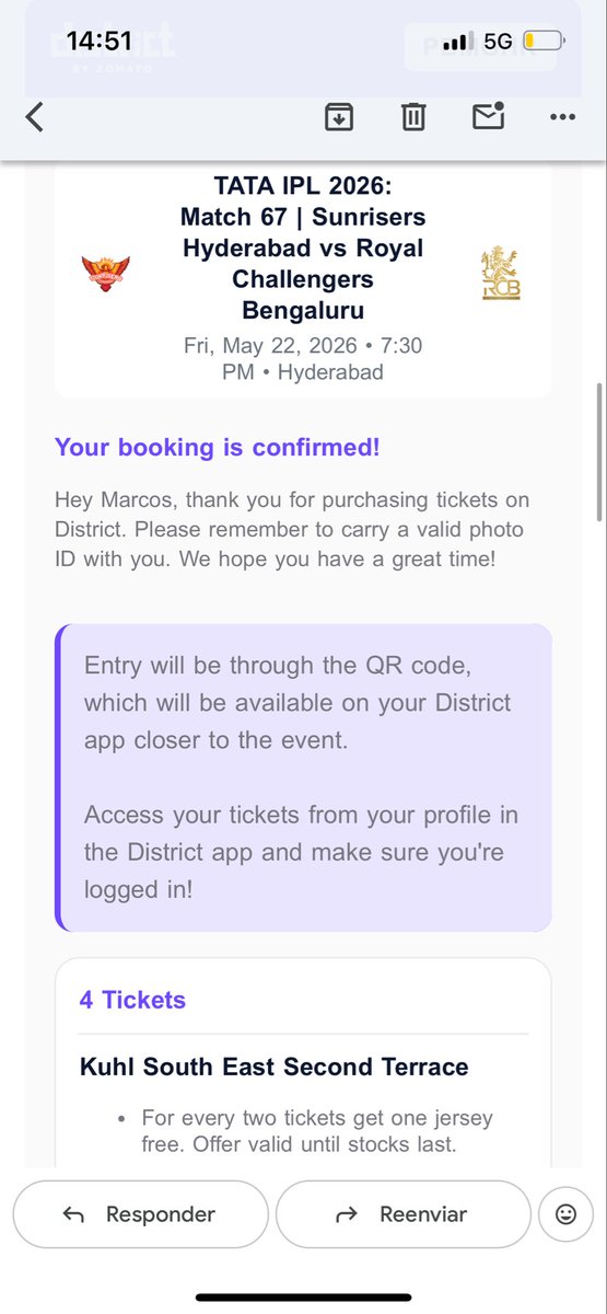 Markooss_'s tweet photo. SRH vs RCB
4 tickets available in ‘Kuhl South East Second Terrace’

Direct Message for details 

#SRHvRCB #SRHvsRCB #RCBvSRH #RCBvsSRH #Hyderabad #Mountain #IPL2026 #IPL2026Tickets #ViratKohli #Iyer #Patidar #Hazlewood #Sunrisers #AbhishekSharma #Cummins https://t.co/4mb1XOhMOi