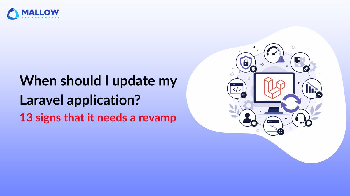 MallowTech's tweet photo. Managing a Laravel application? Check this:

Slow performance
Security concerns
Integrations getting difficult
Codebase harder to manage

These are some early signs of larger maintenance issues.

Read more → https://t.co/KYrA7l38aY

#laravelapplication #mallowtechnologies https://t.co/GKGXShUUWW