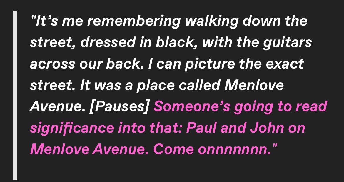 astro_robb's tweet photo. ,,Menlove Avenue is kind of gay,‘‘ said Paul.
 Not directly but yk. He loves to say gay things about John unprompted https://t.co/cqj22I0kkE