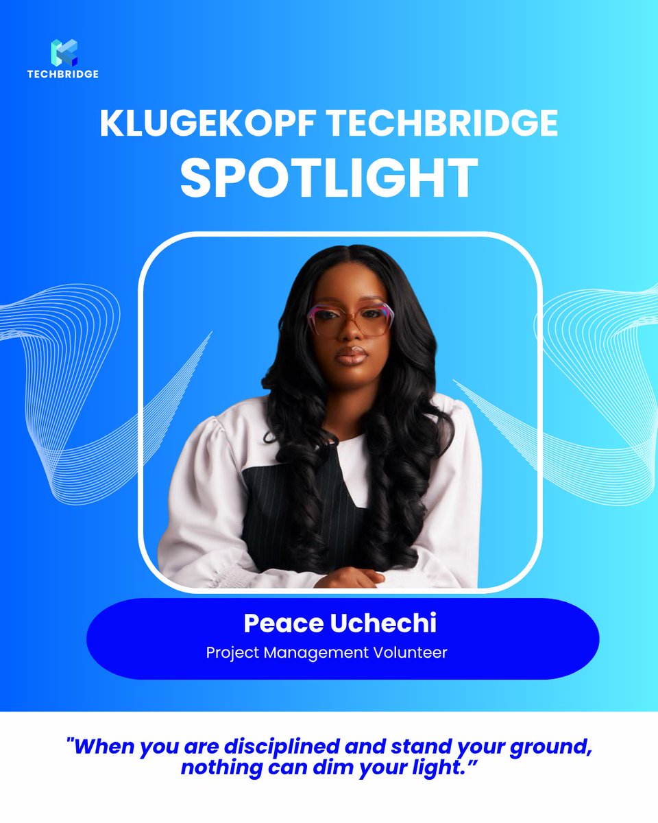 KTechbridge's tweet photo. 🚨 KLUGEKOPF TECHBRIDGE SPOTLIGHT FEATURE 🚨

Some people manage workflows.
Others make sure everything keeps moving when challenges show up.

Meet Uchechi Peace Ebube — a Project Manager, Virtual Assistant, and Music Minister passionate about structure, impact, and helping teams work seamlessly.

From discovering her love for organizing systems to helping coordinate and manage TechBridge cohorts, her journey reflects the power of consistency, service, and showing up fully for the work.

💡 “Put your all into what you do.”

This spotlight is about discipline, growth, teamwork, and creating impact through service.